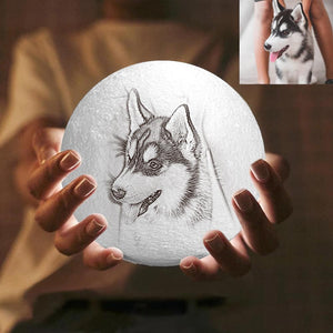 Lamp de Lune Gravée  3D Impression Personnalisée avec Photo Cliquer 3 Couleurs -Animal Adorable