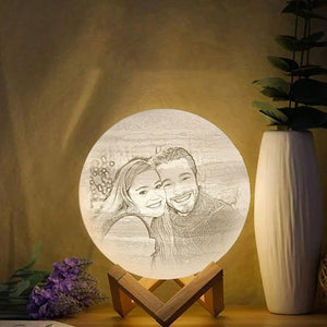 Lamp de Lune Gravée  3D Impression Personnalisée avec Photo Lamp de Jupiter Télécommande 16 Couleurs