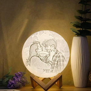 Lamp de Lune Gravée  3D Impression Personnalisée avec Photo Lamp de Terre Toucher 2 Couleurs