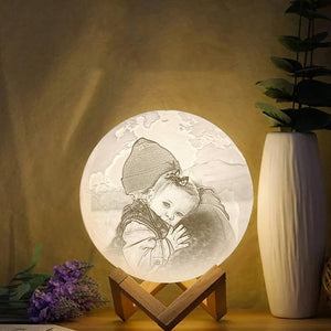 Lamp de Lune Gravée  3D Impression Personnalisée avec Photo Lamp de Terre Cliquer 3 Couleurs