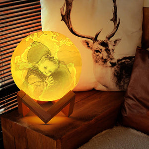 Lamp de Lune Gravée  3D Impression Personnalisée avec Photo Lamp de Terre Cliquer 3 Couleurs