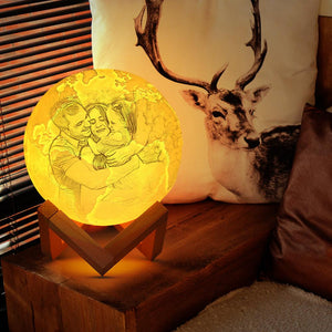 Lamp de Lune Gravée  3D Impression Personnalisée avec Photo Lamp de Terre Télécommande 16 Couleurs
